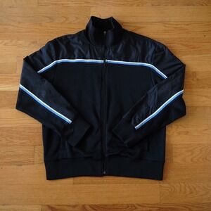 Gap Track Jacket Mens Large Black Blue Stripe Full Zip Nylon Trim Y2K 2004 L
